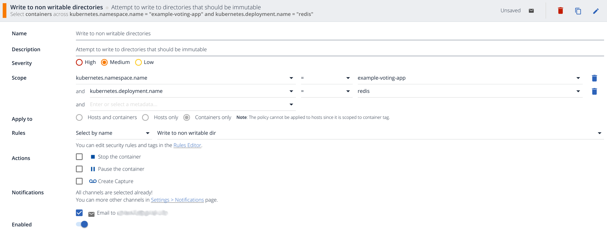 Docker policy write