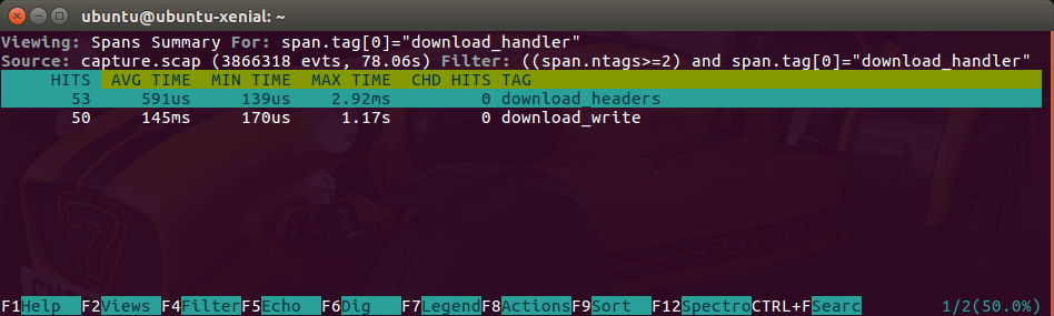 csysdig Traces Summary View detail