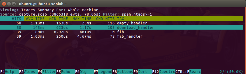 csysdig Traces Summary View