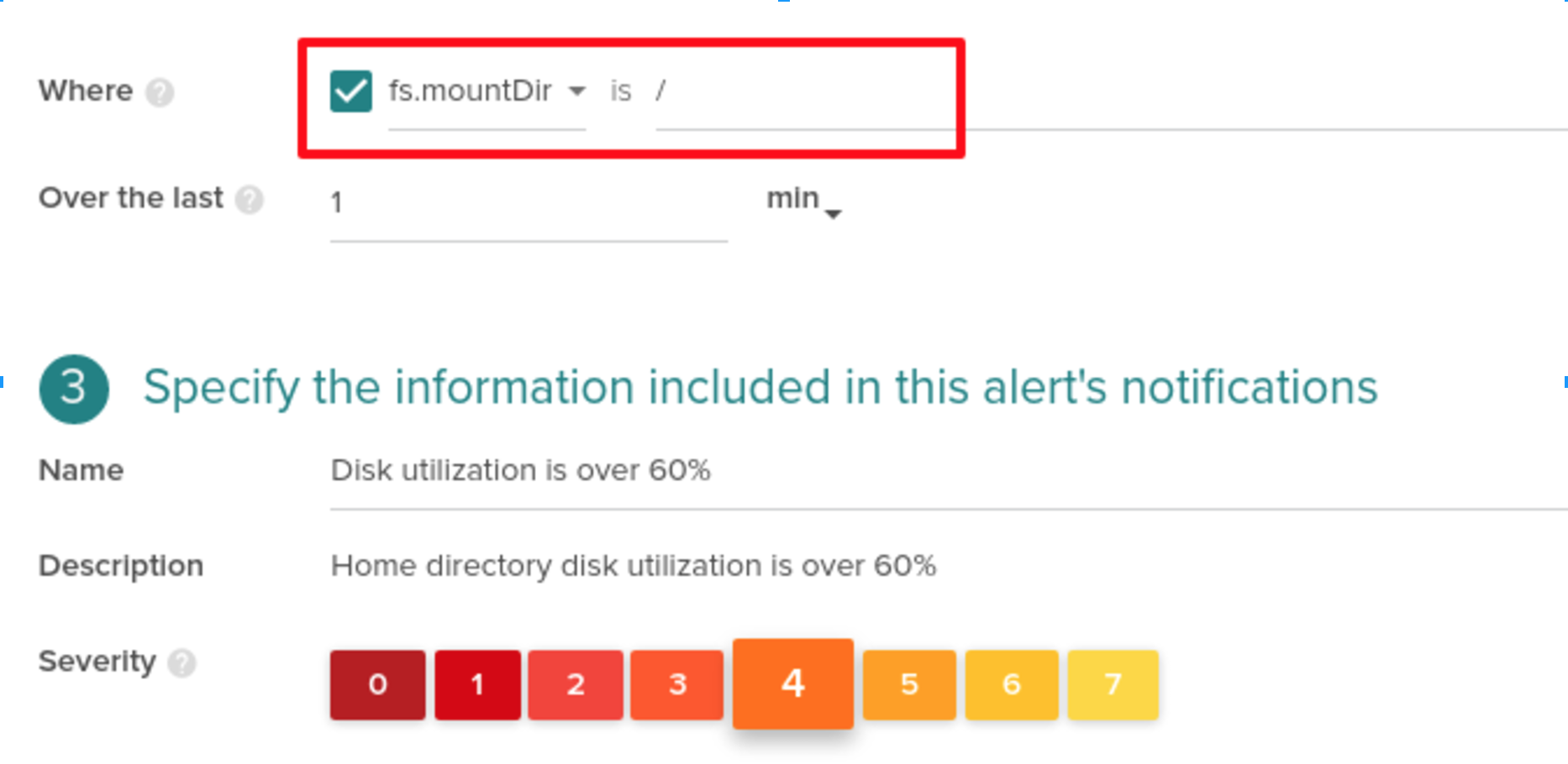 creating an alert for disk