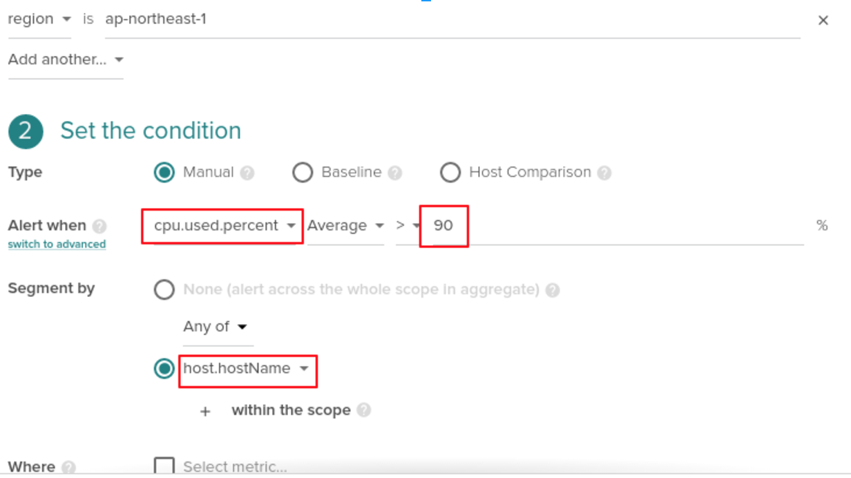 creating an alert for 90% CPU utilization