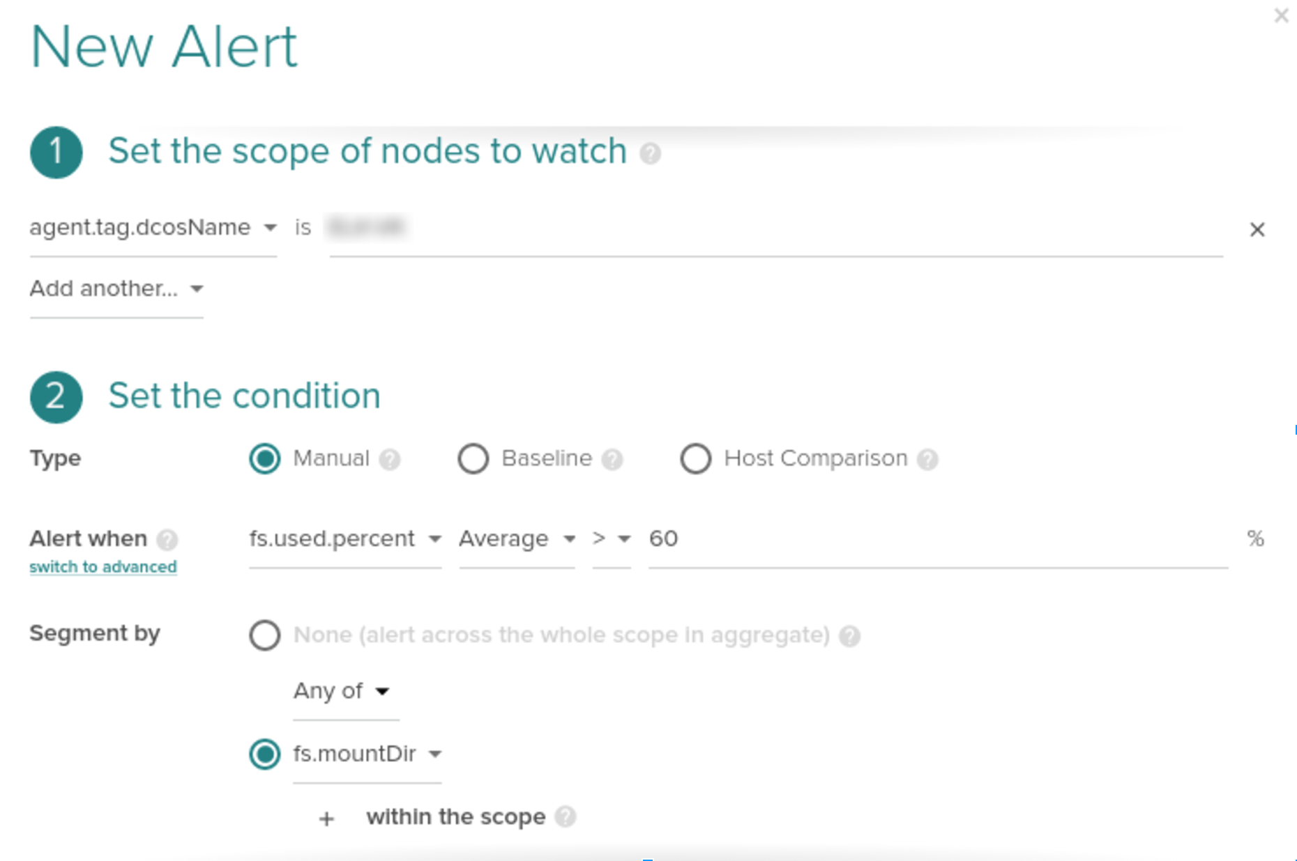 creating an alert for disk utilization