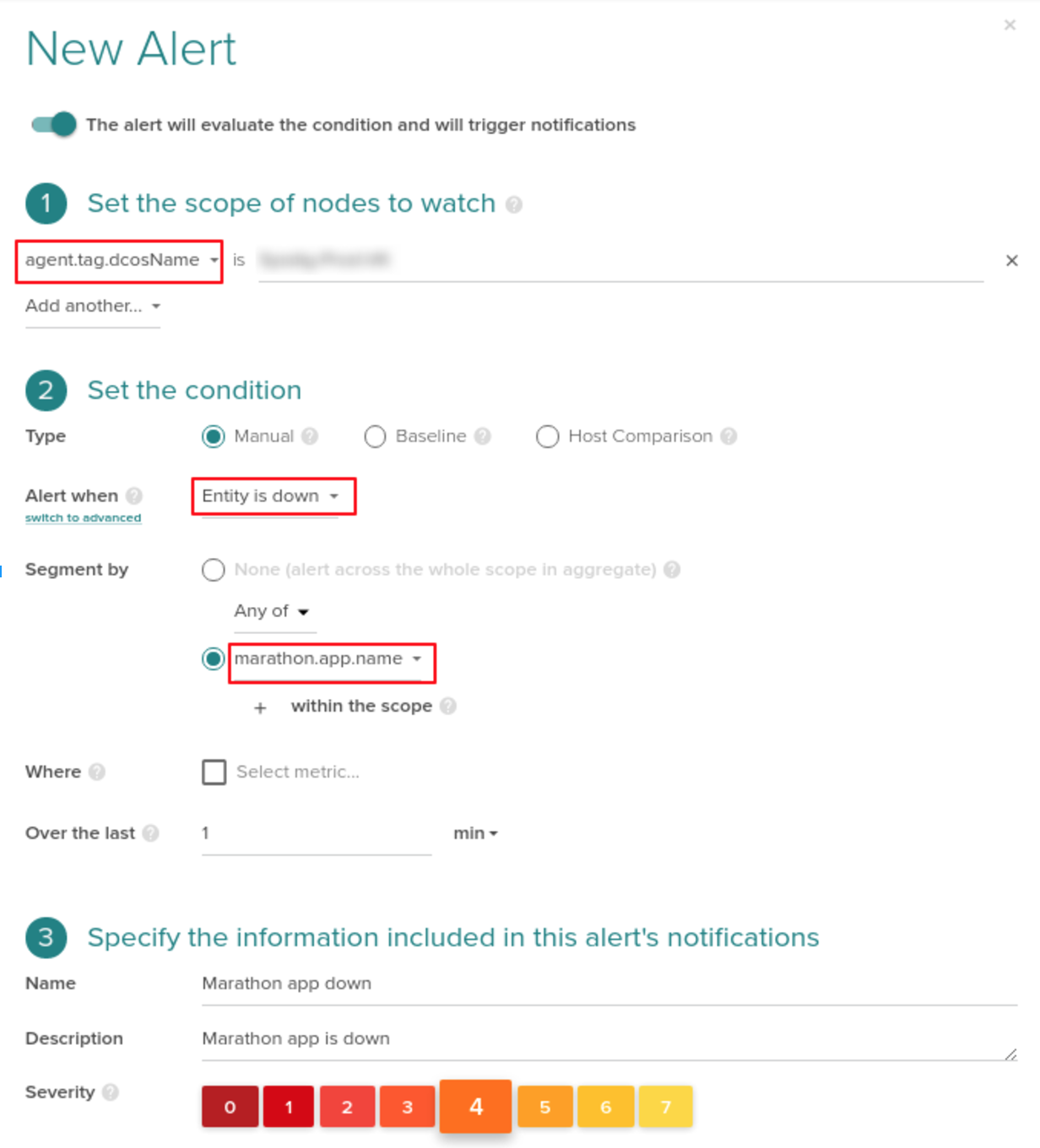 Creating alerts for marathon app failure