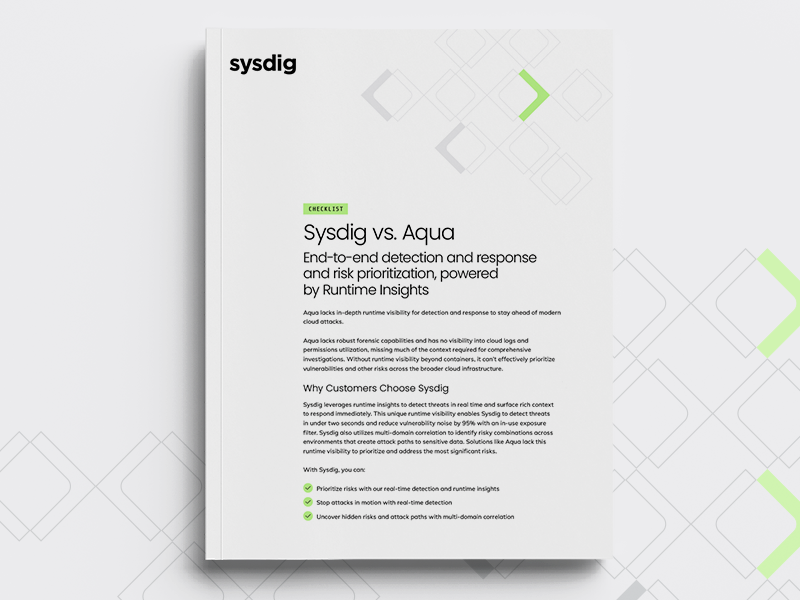 Checklist: Sysdig vs Aqua Security