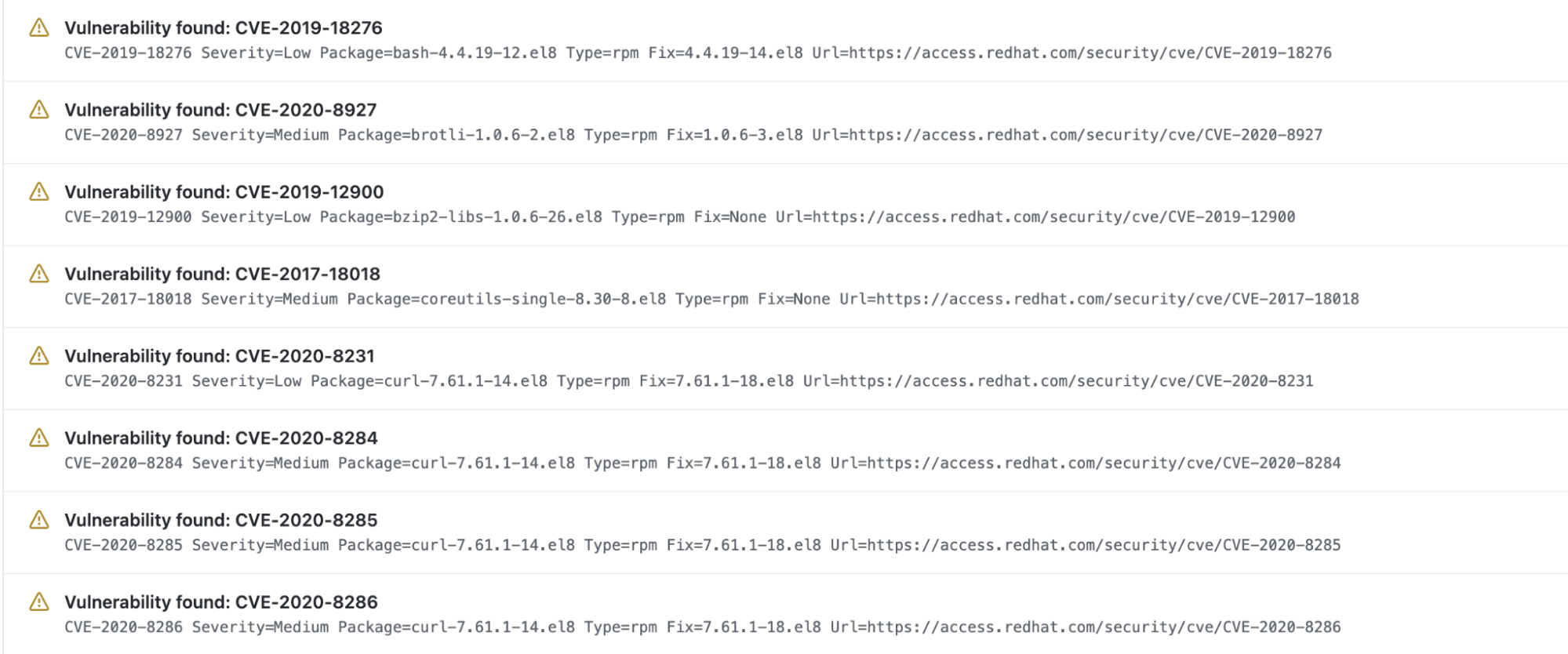 脆弱性をリストする