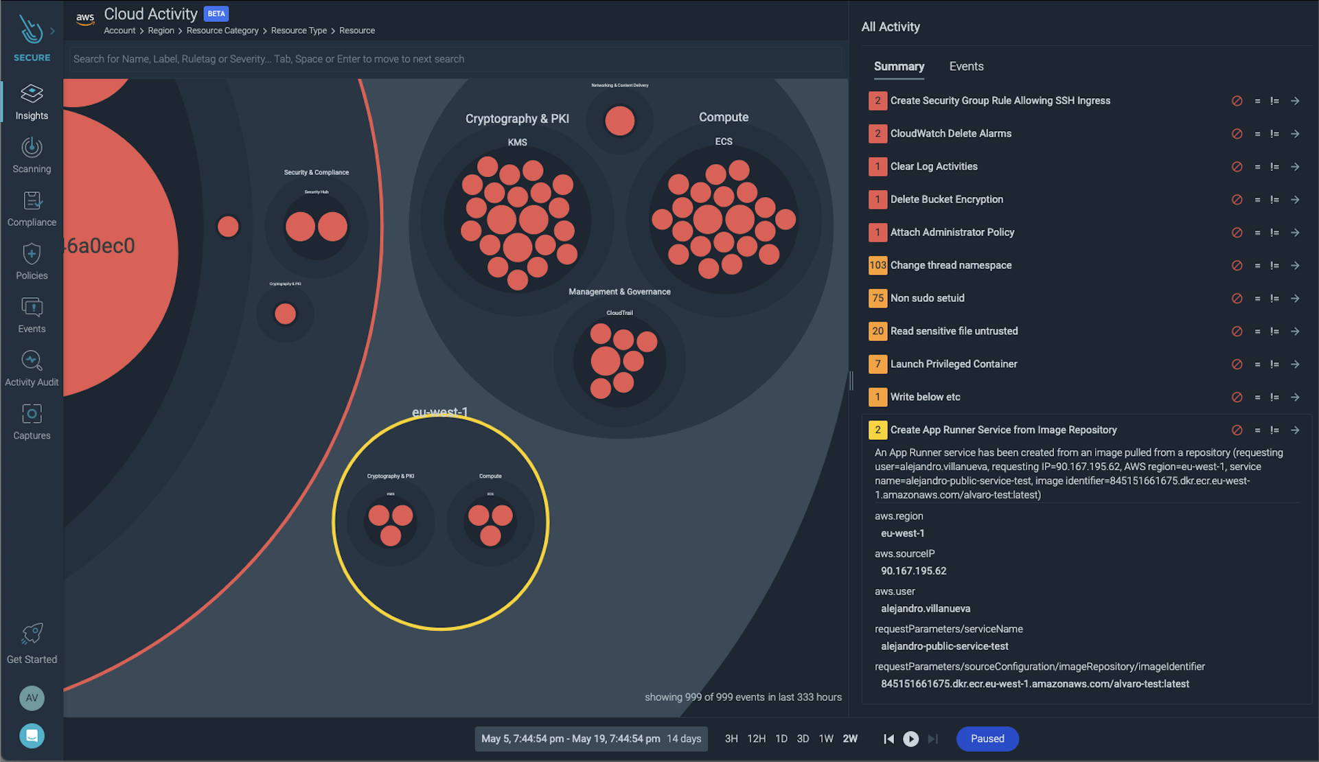AWS App Runner insights in Sysdig Secure