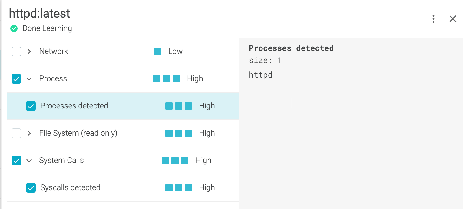 Sysdig secure image profiling.