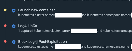 Sysdig Secure rules triggered