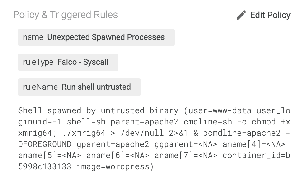 First Sysdig Inspect detection