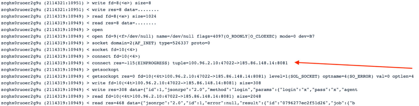 Screenshot from network logs