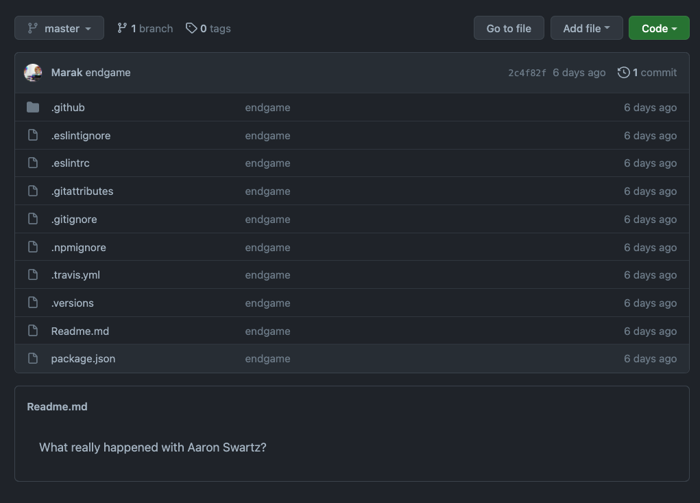 endgame tag in all commits to faker.js repository