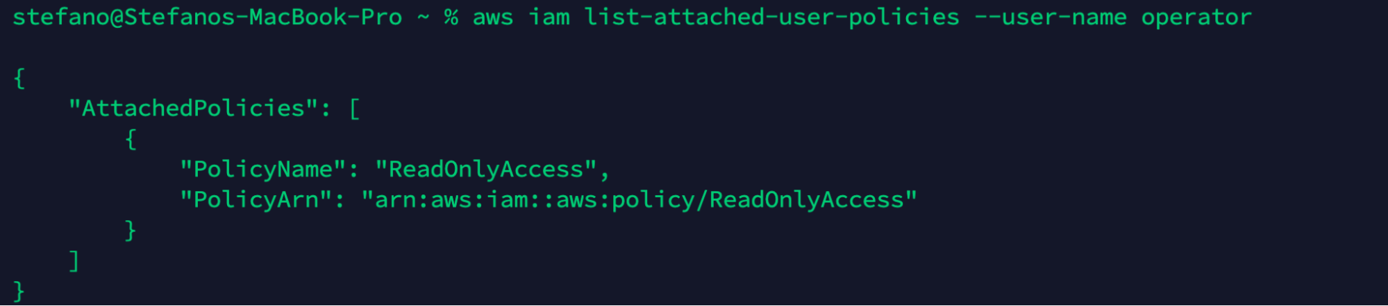 Evaluate the privileges we have attached to our user 