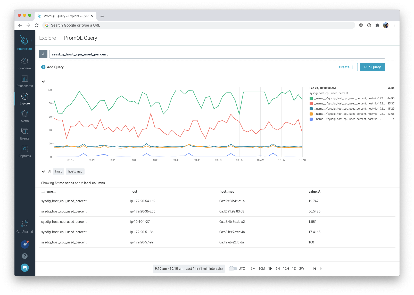 using PromQL queries in the new Sysdig Monitor PromQL Explorer