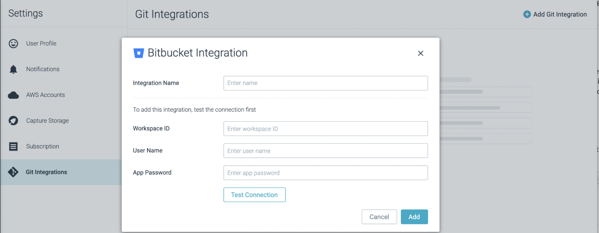 sysdig Bitbucket integration. Configuration options.
