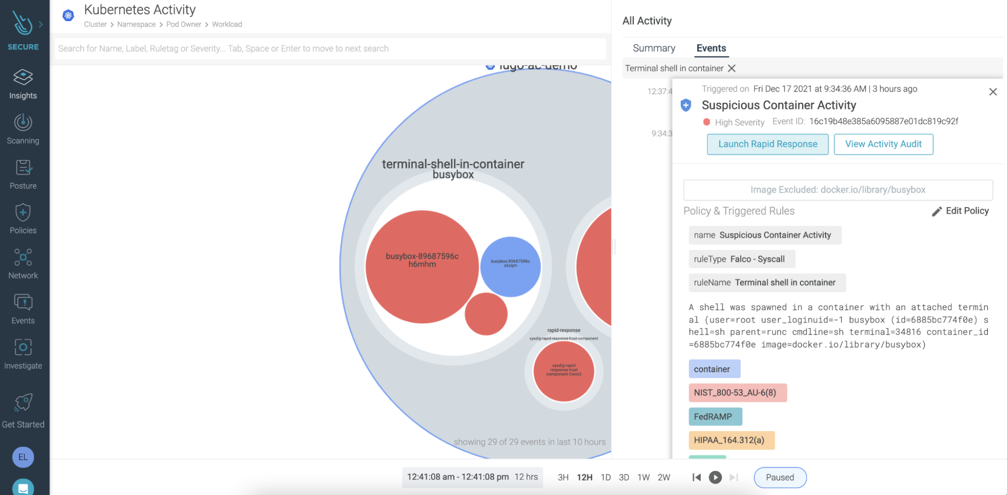 Rapid Response provides modern EDR functionalities for cloud workloads Sysdig Secure