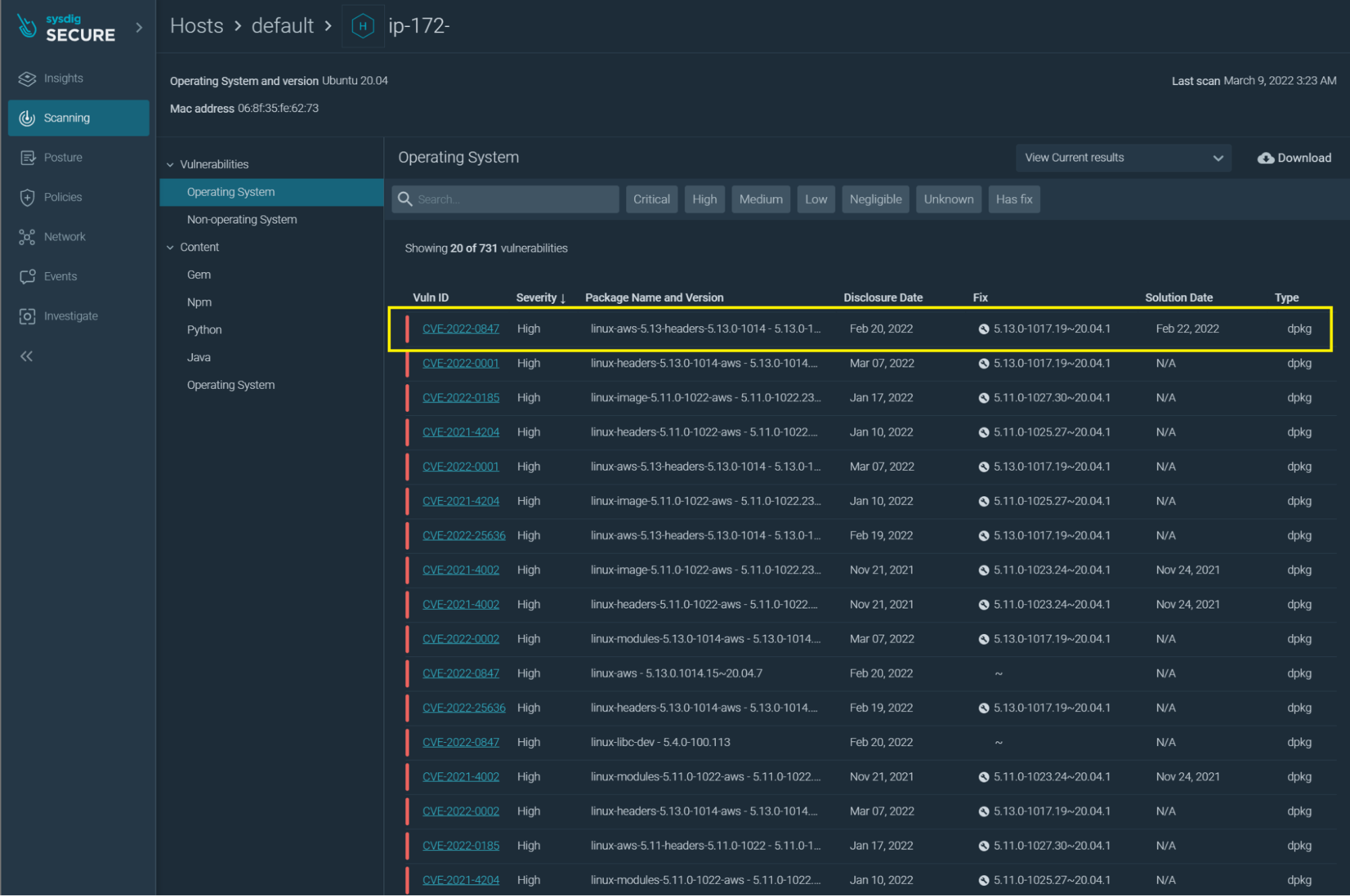 CVE-2022-0847 Sysdig Detection