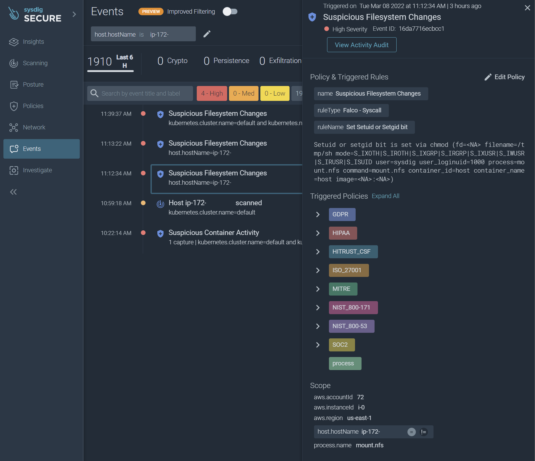 CVE-2022-0847 Sysdig vulnerabilities