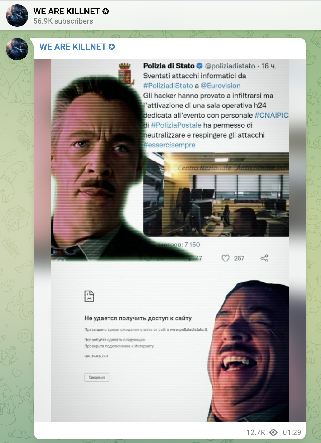 Killnet show results DDoS with Mirai botnet