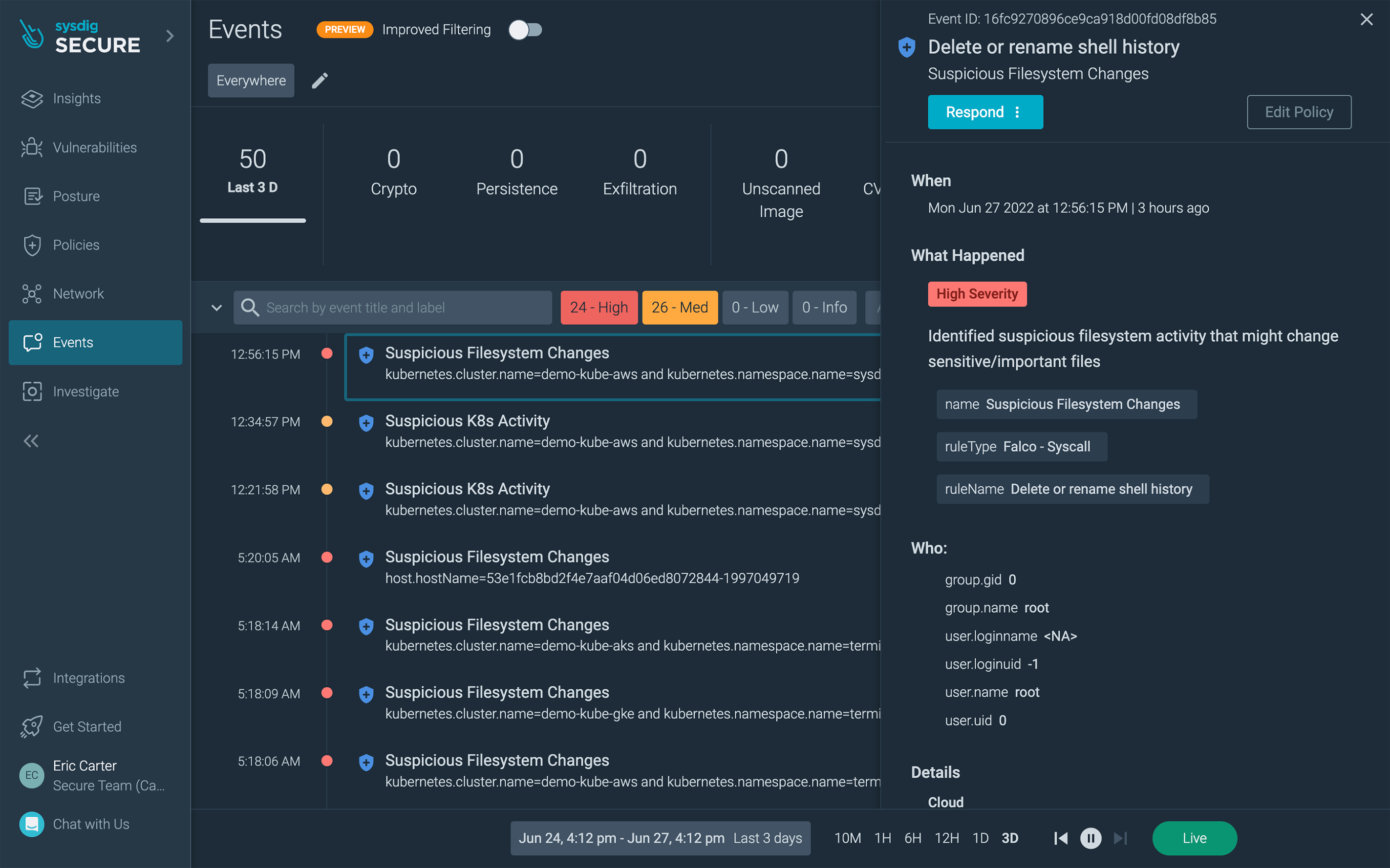EKS-A Bare Metal security events