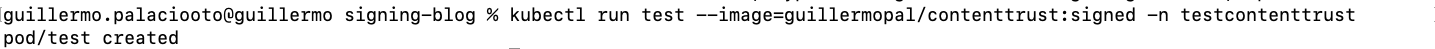 kubectl run signed container success