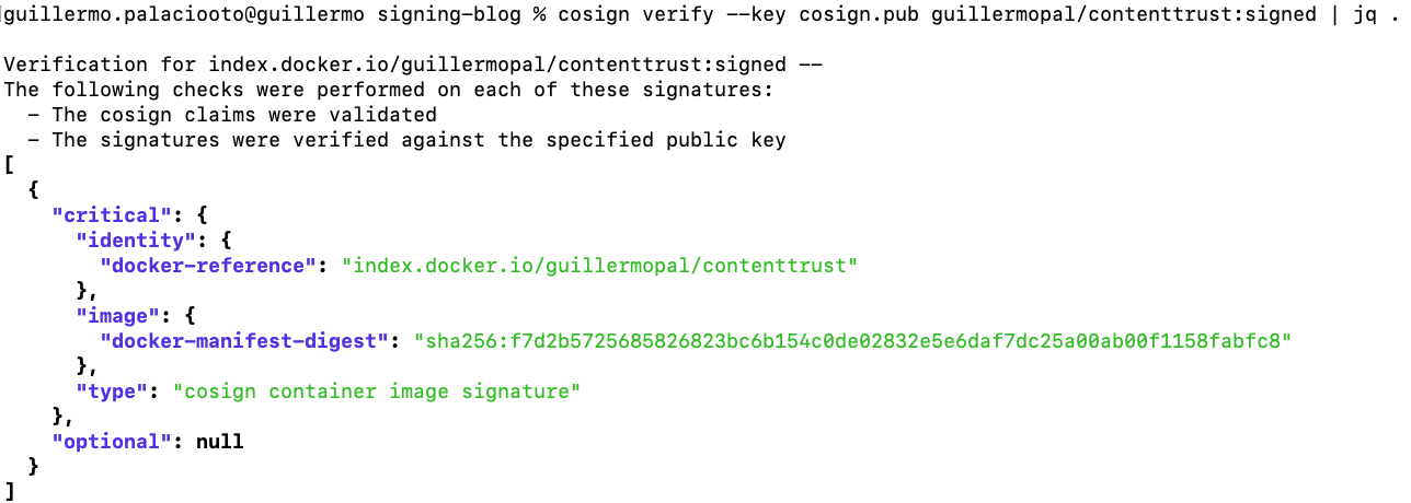 Cosign verify signature
