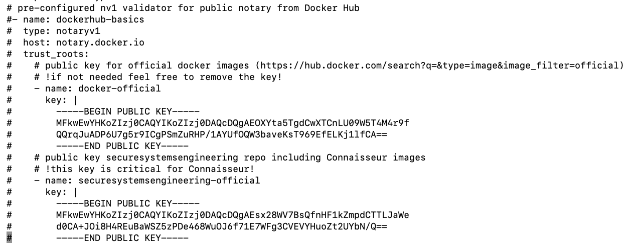 remove default validator values.yaml connaisseur configuration