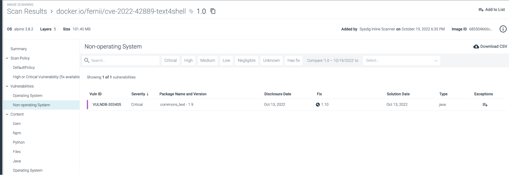 Sysdig detect cve-2022-42889 text4shell