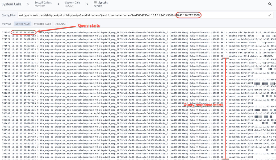 A query log trace from Sysdig Monitor