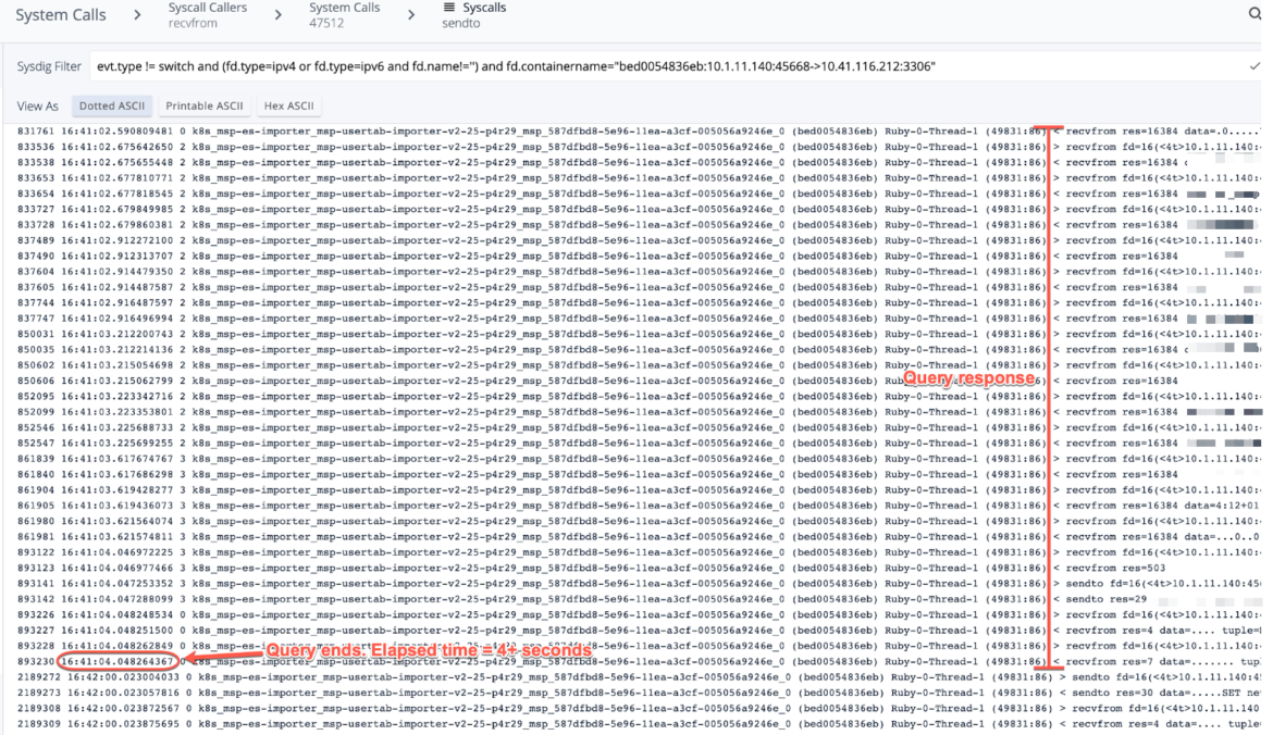 A query log trace from Sysdig Monitor