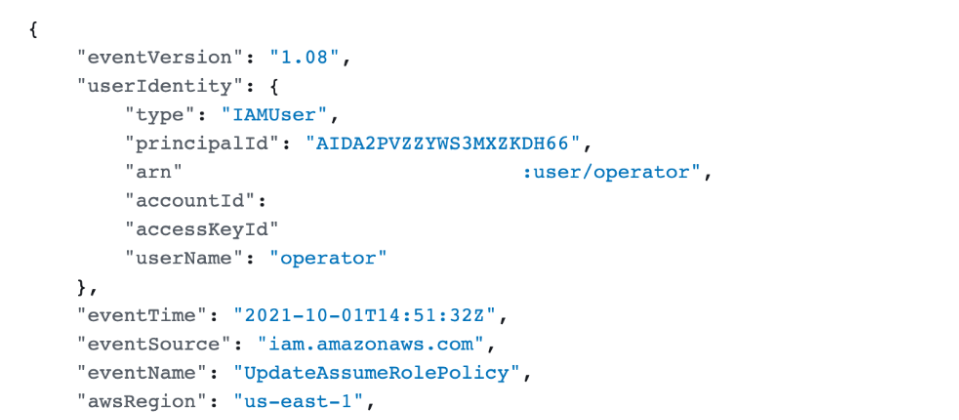 Output Cloudtrail event