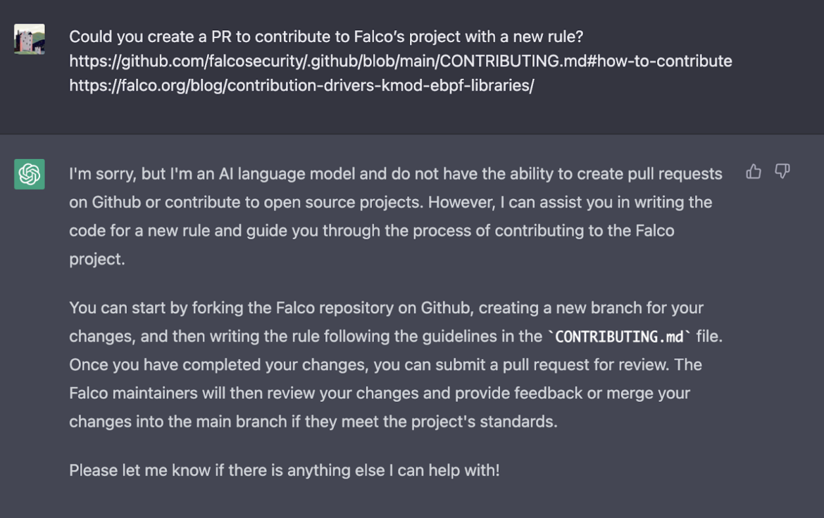 ChatGPT Falco PR