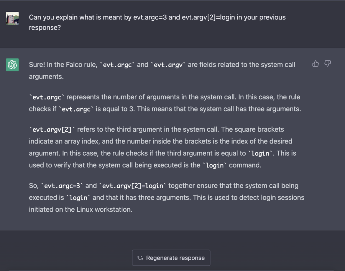 ChatGPT evt.argc and evt.argv