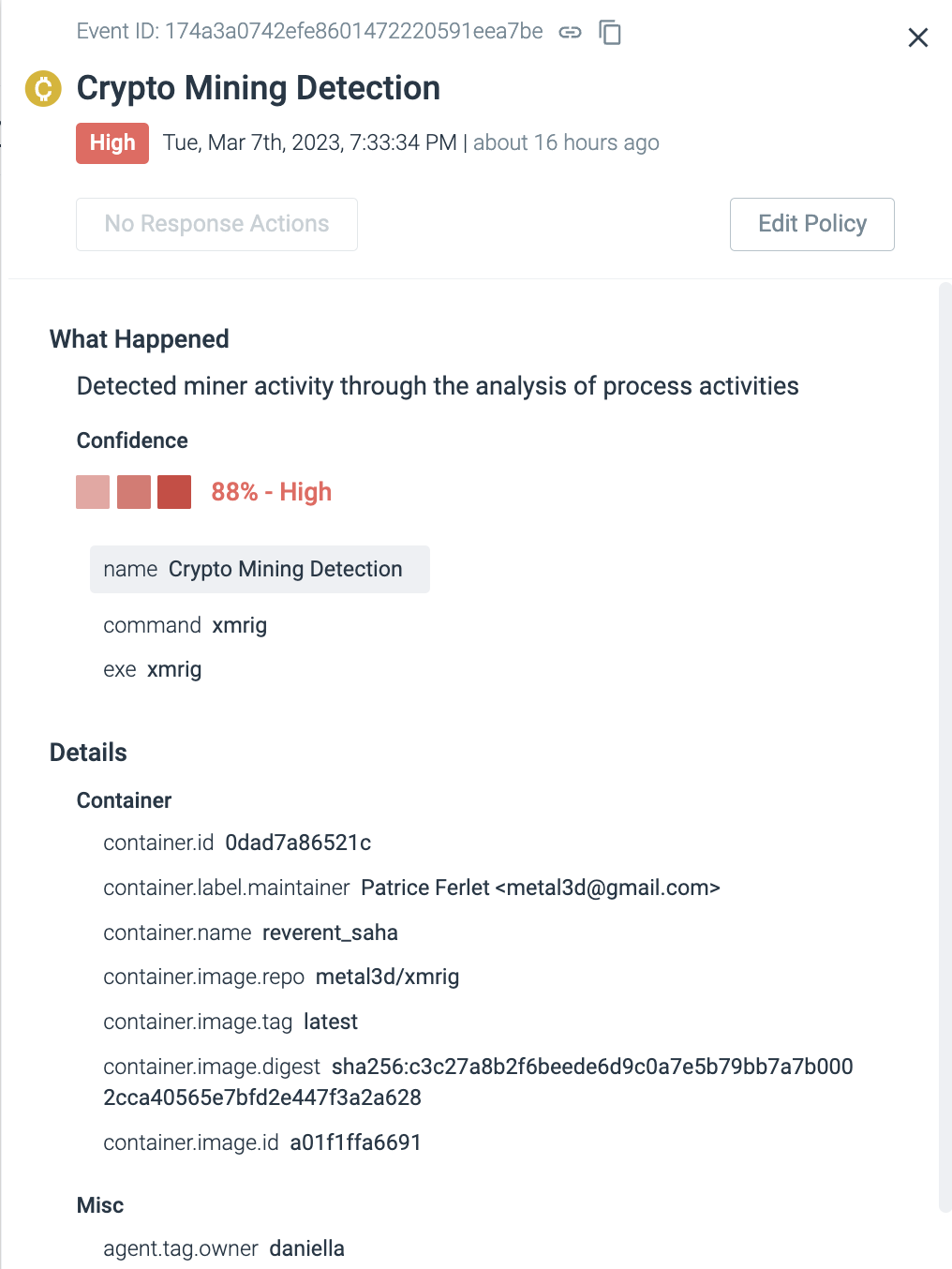ML detection Sysdig Secure