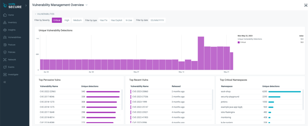 Track Risk Trends in your Container Images with Sysdig Risk-based Vulnerability Management.
