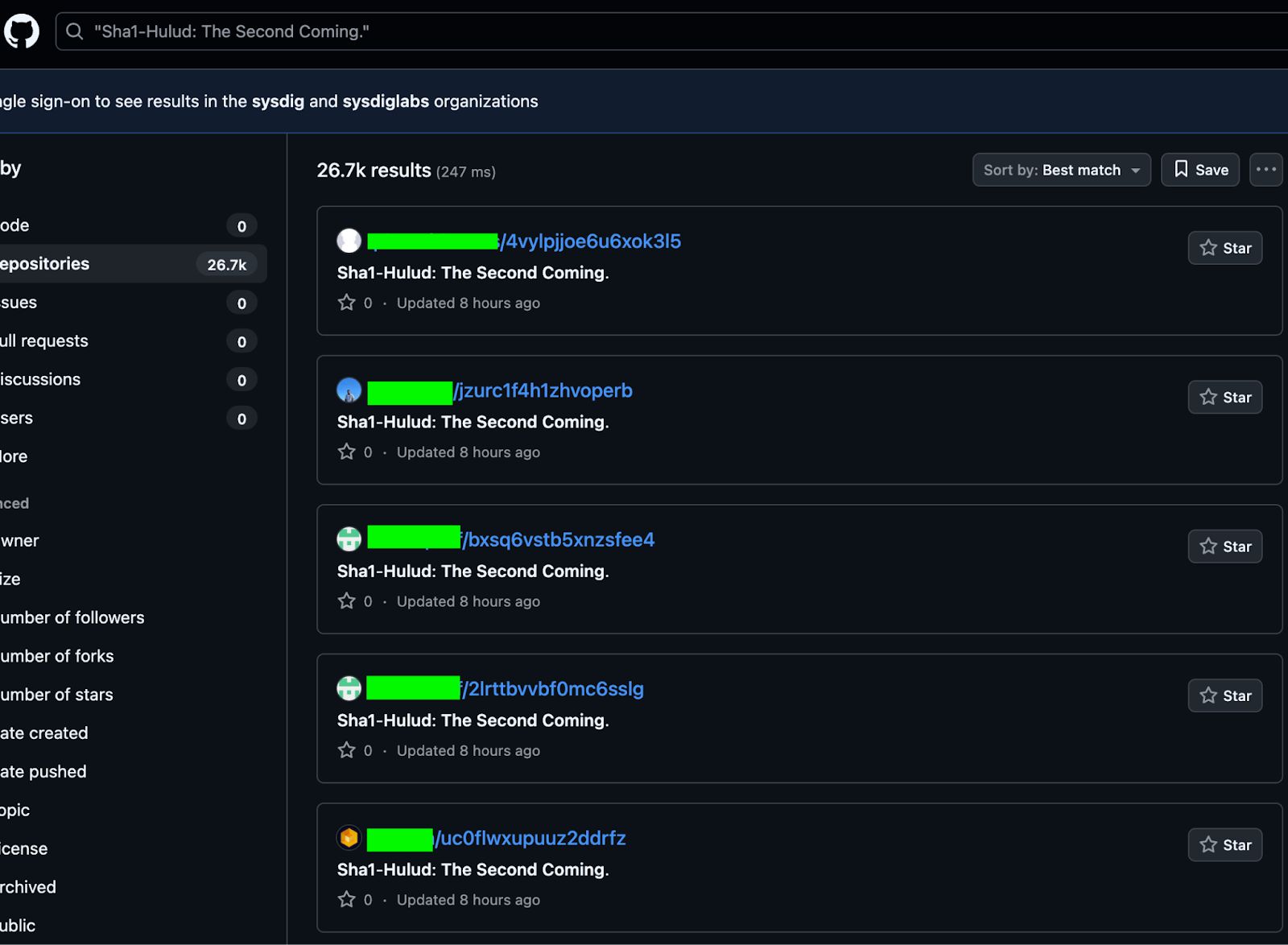Repository description: "Sha1-Hulud: The Second Coming."