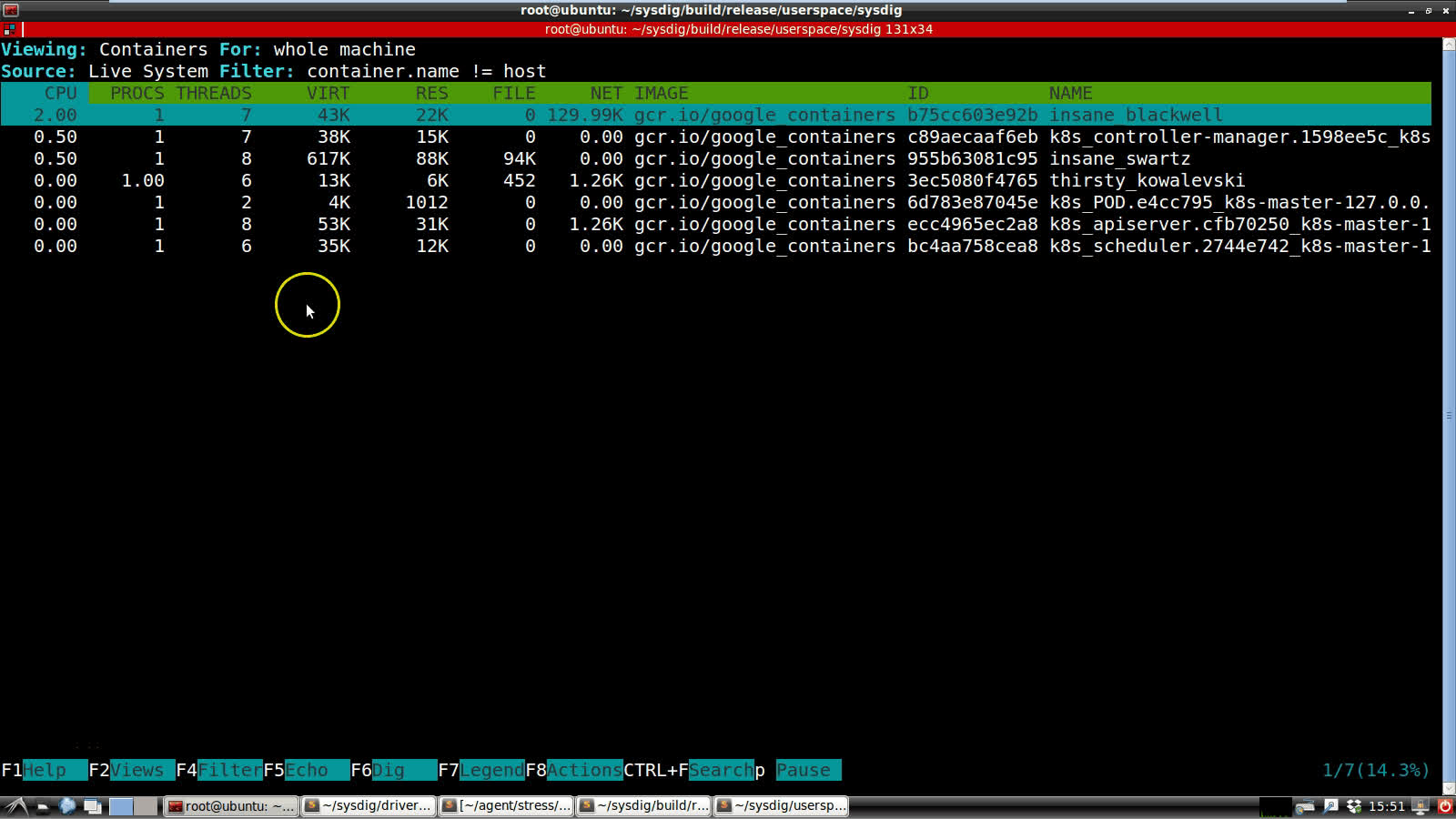 csysdig’s Hotkeys: turning csysdig into a control panel for processes, connections and containers