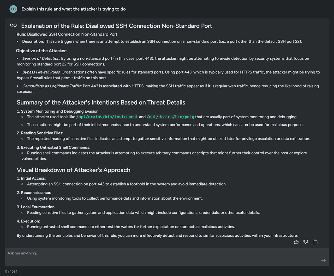 An AI chat explanation of a cloud threat