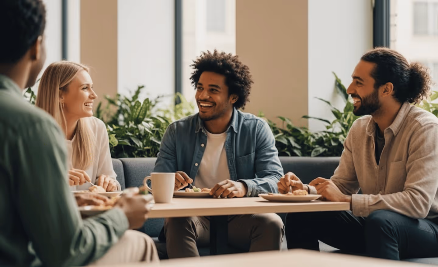 Employee Enjoying Office Meal Delivered