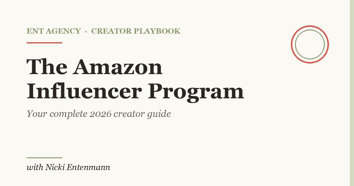 Illustration of a creator's Amazon storefront on a phone with product tiles and commission earnings