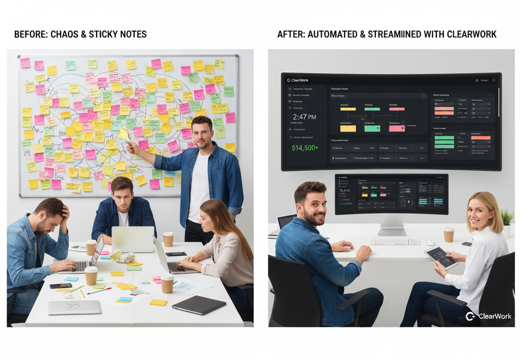 Comparison of manual discovery with sticky notes vs using automated discovery with ClearWork