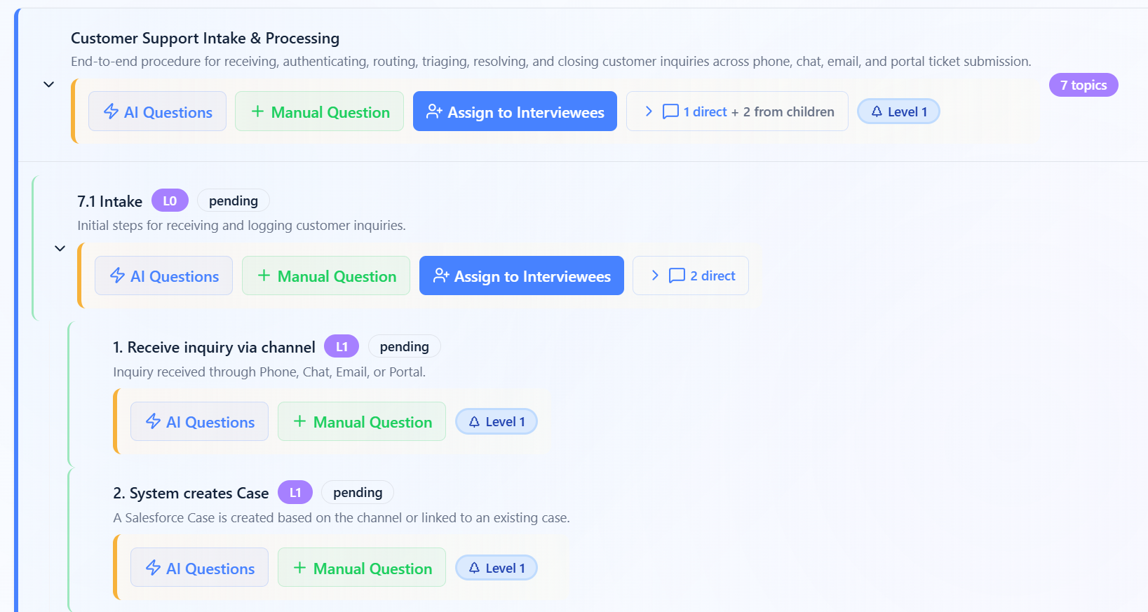 Setting up AI run discovery interviews in clearwork