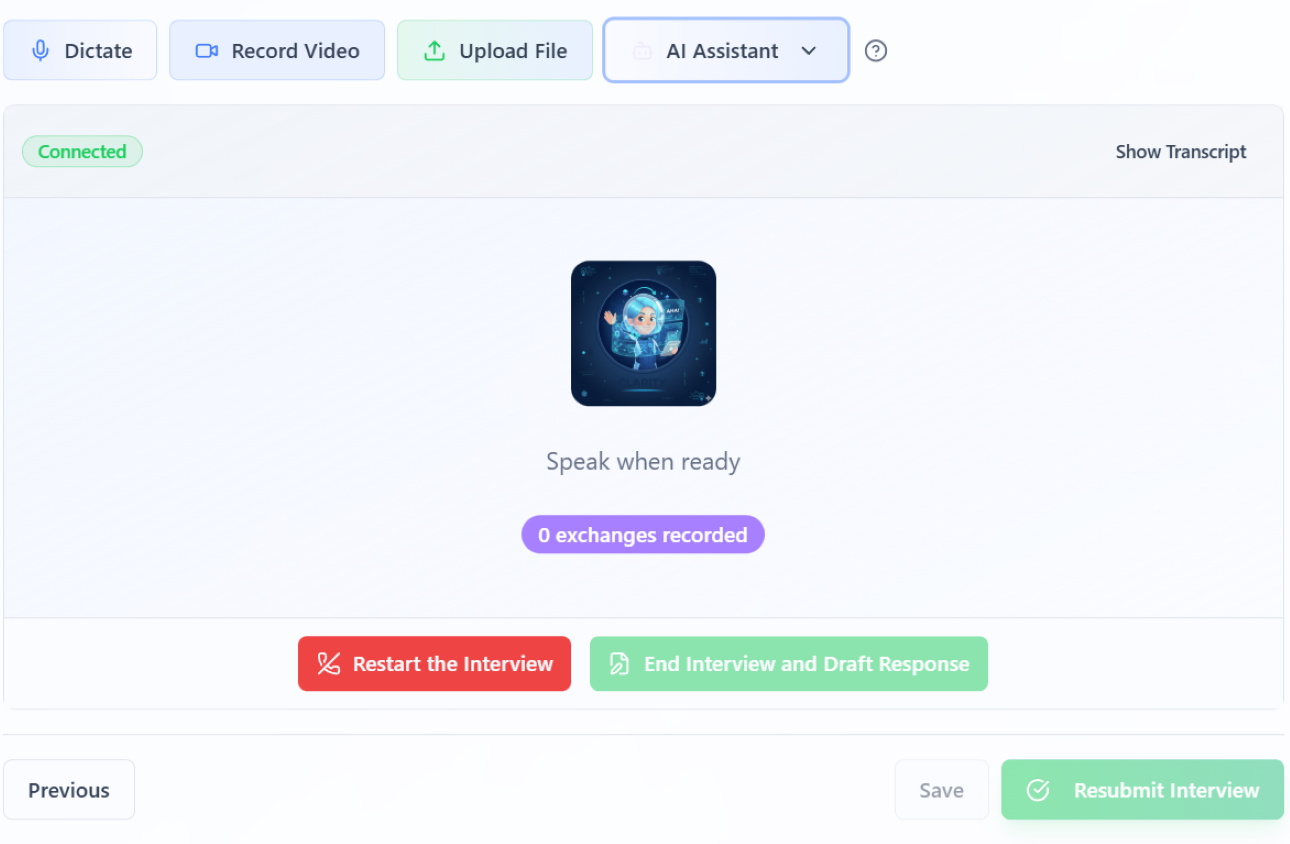 Output of AI run discovery interviews in the form of user stories
