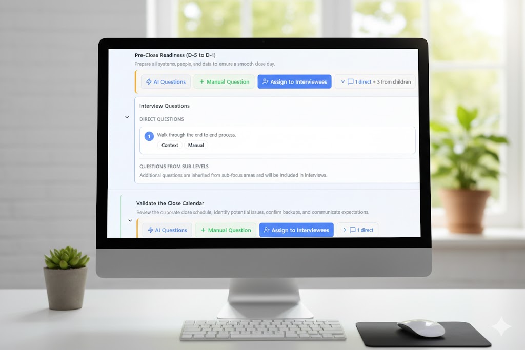 ClearWork Autoamted Process Discovery Structured Interview Setup screnshot on a desktop