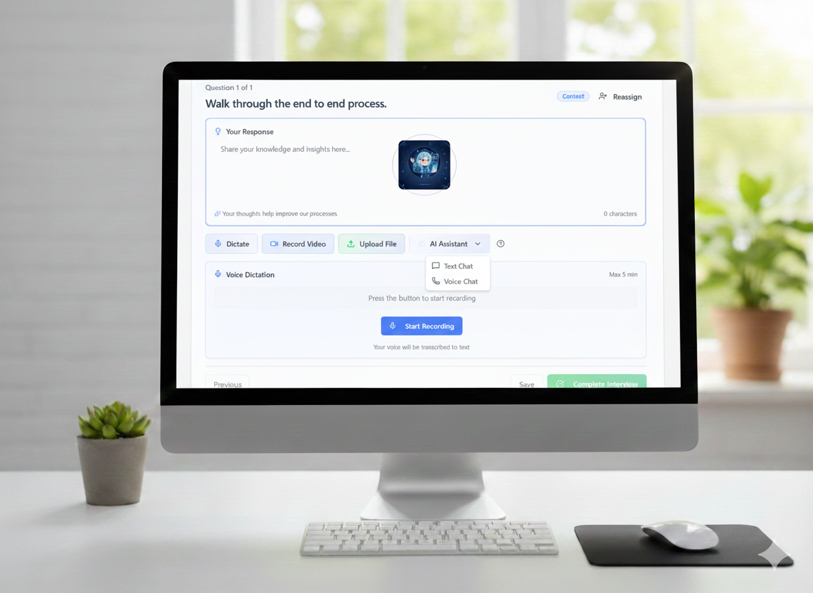 ClearWork automated process discovery user interview portal screenshot