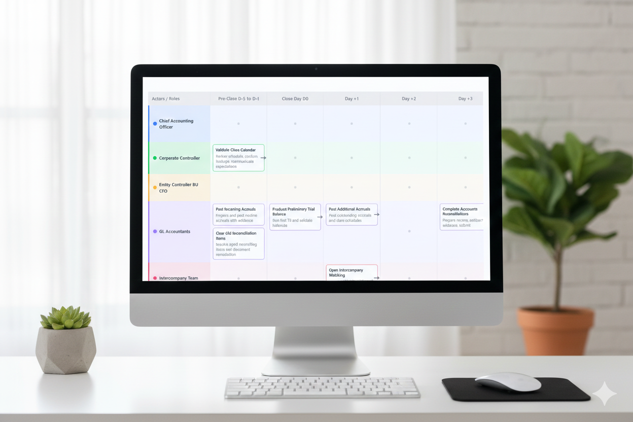 ClearWork Automated Process Discovery Swimlane Diagram Screenshot on a computer