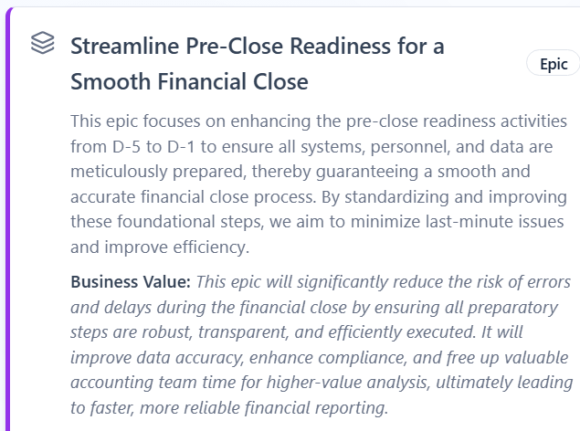 ClearWork Automated Process Discovery User Story Screen Shot
