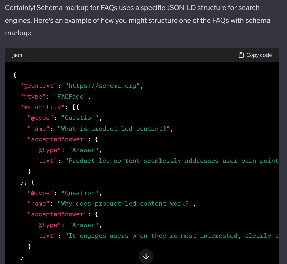 AI-generated schema markup example
