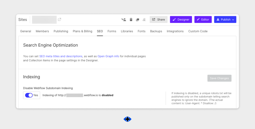 Screenshot from Webflow's menu.