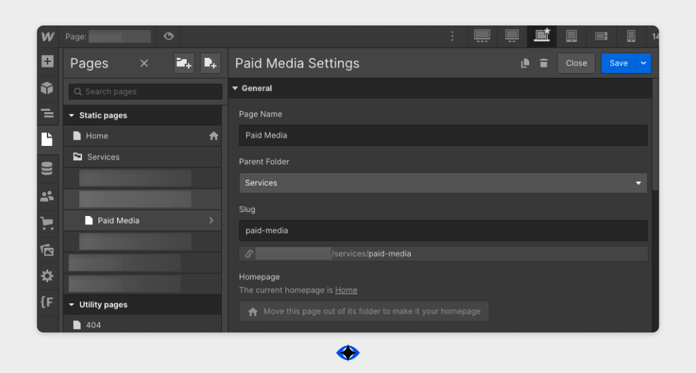 Screenshot form Webflow's paid media settings.